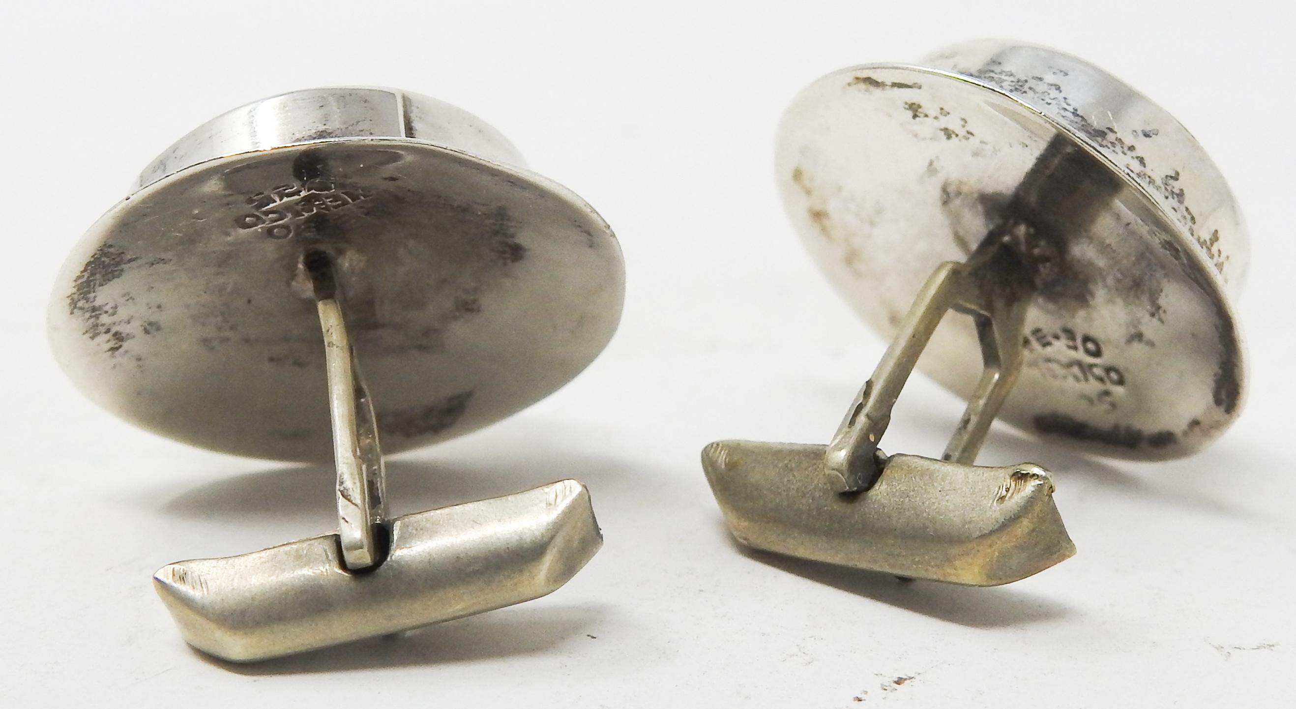 Navajo Sterling Silver and Tigers Eye Cufflinks For Sale