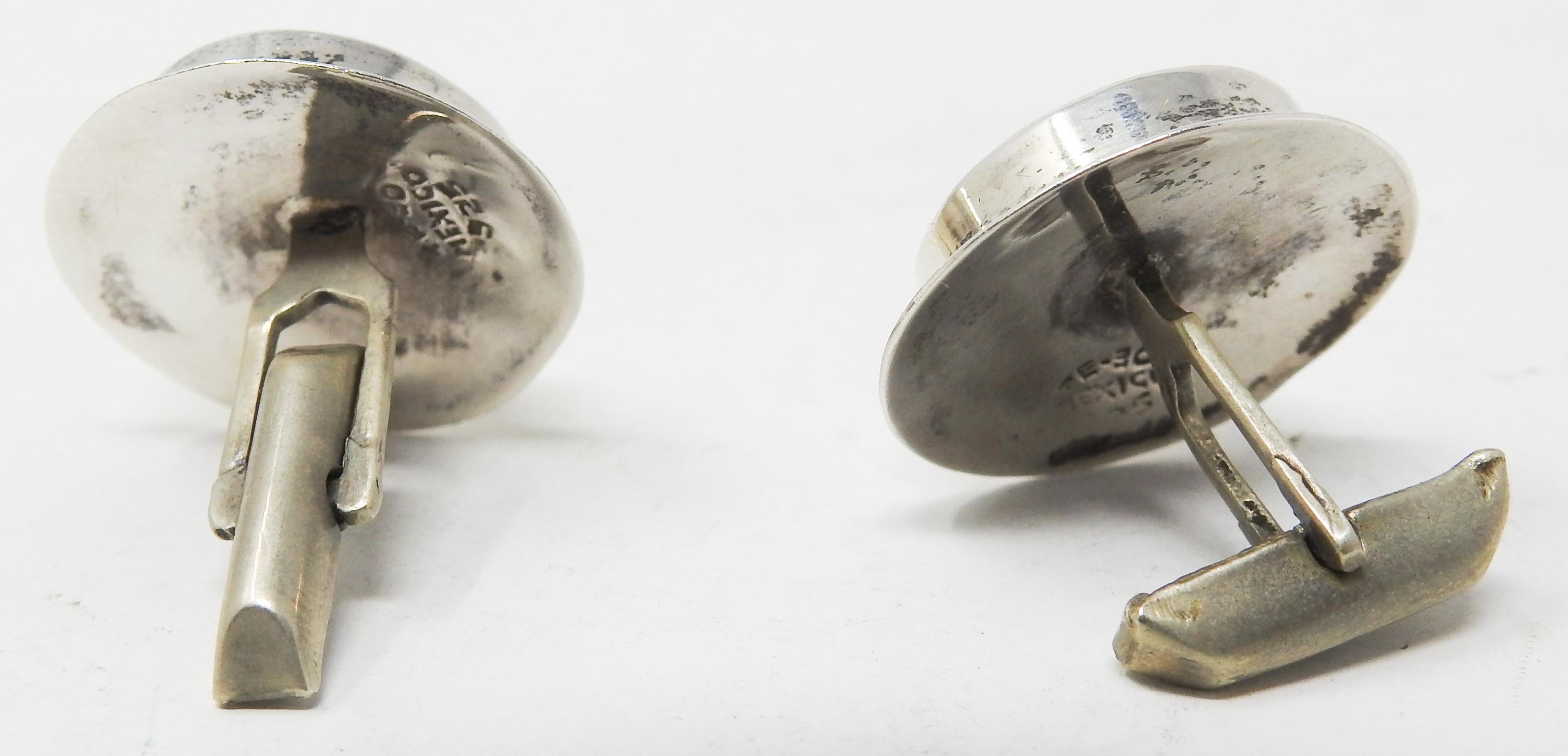 Sterling Silver and Tigers Eye Cufflinks In Fair Condition For Sale In Cookeville, TN