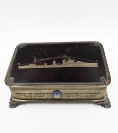 Sterling Silver and Tortoiseshell Commemorative Box for the Destroyer "San Juan"