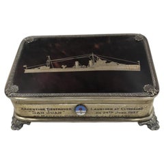 Sterling Silver and Tortoiseshell Commemorative Box for the Destroyer "San Juan"