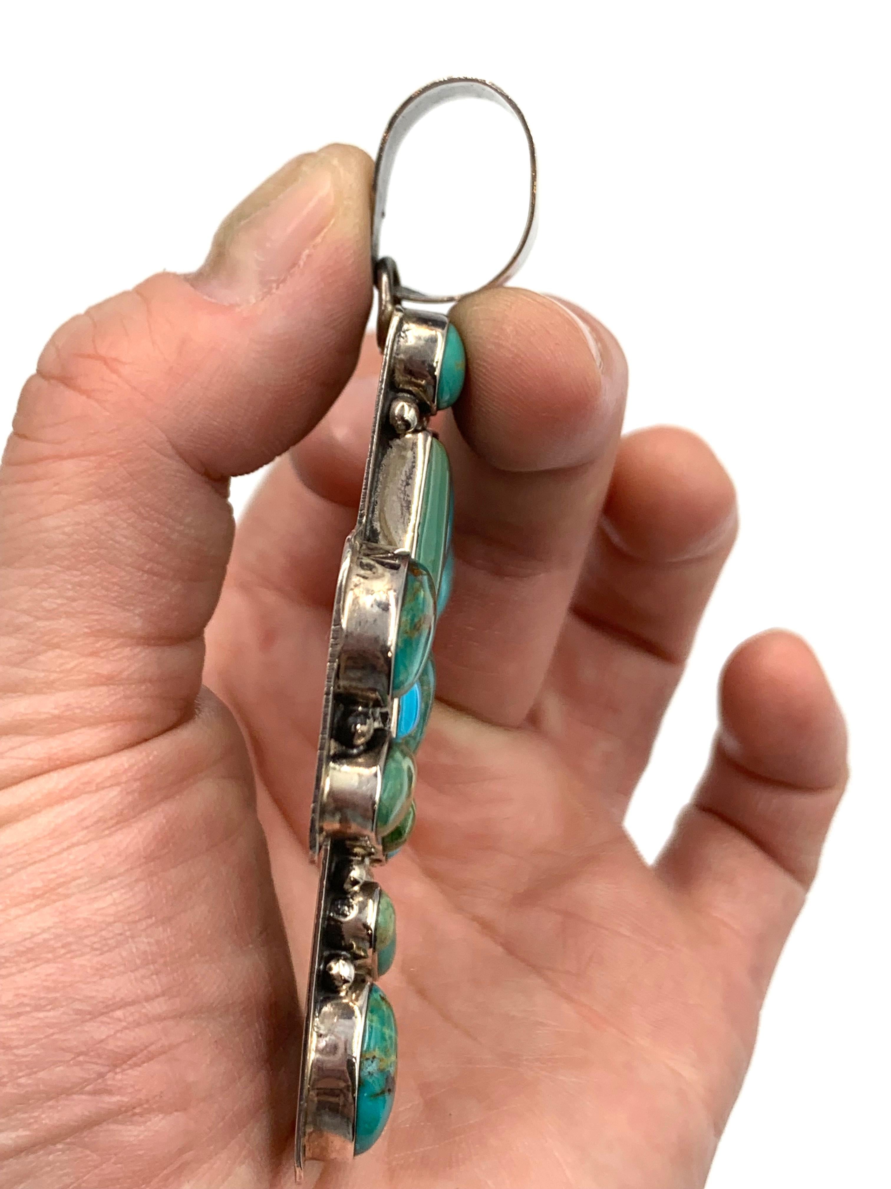 Pendentif croix en argent et turquoise par Dan Dodson en vente 9