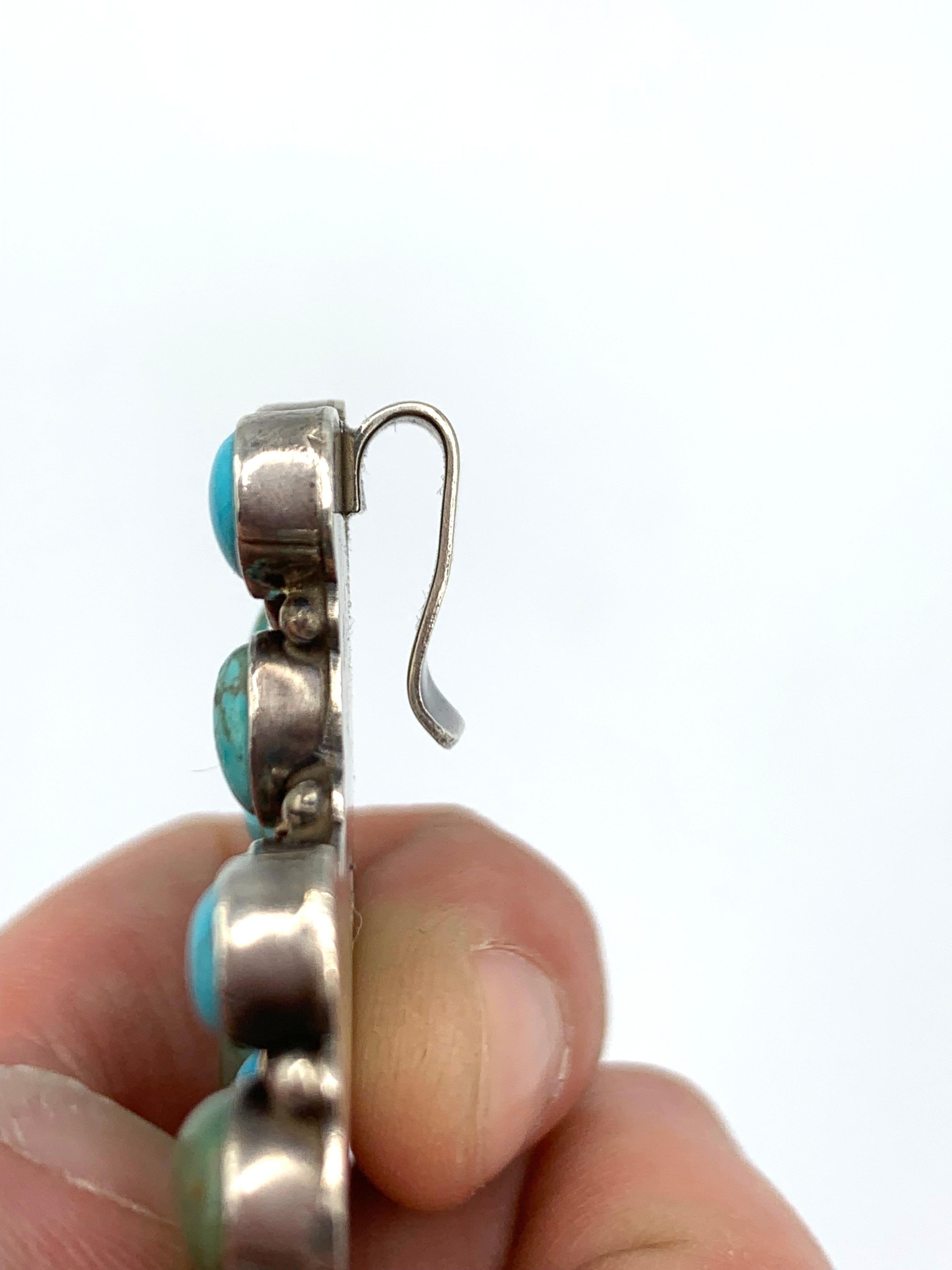 Ciondolo a croce in argento e turchese di Rocki Gorman in vendita 7