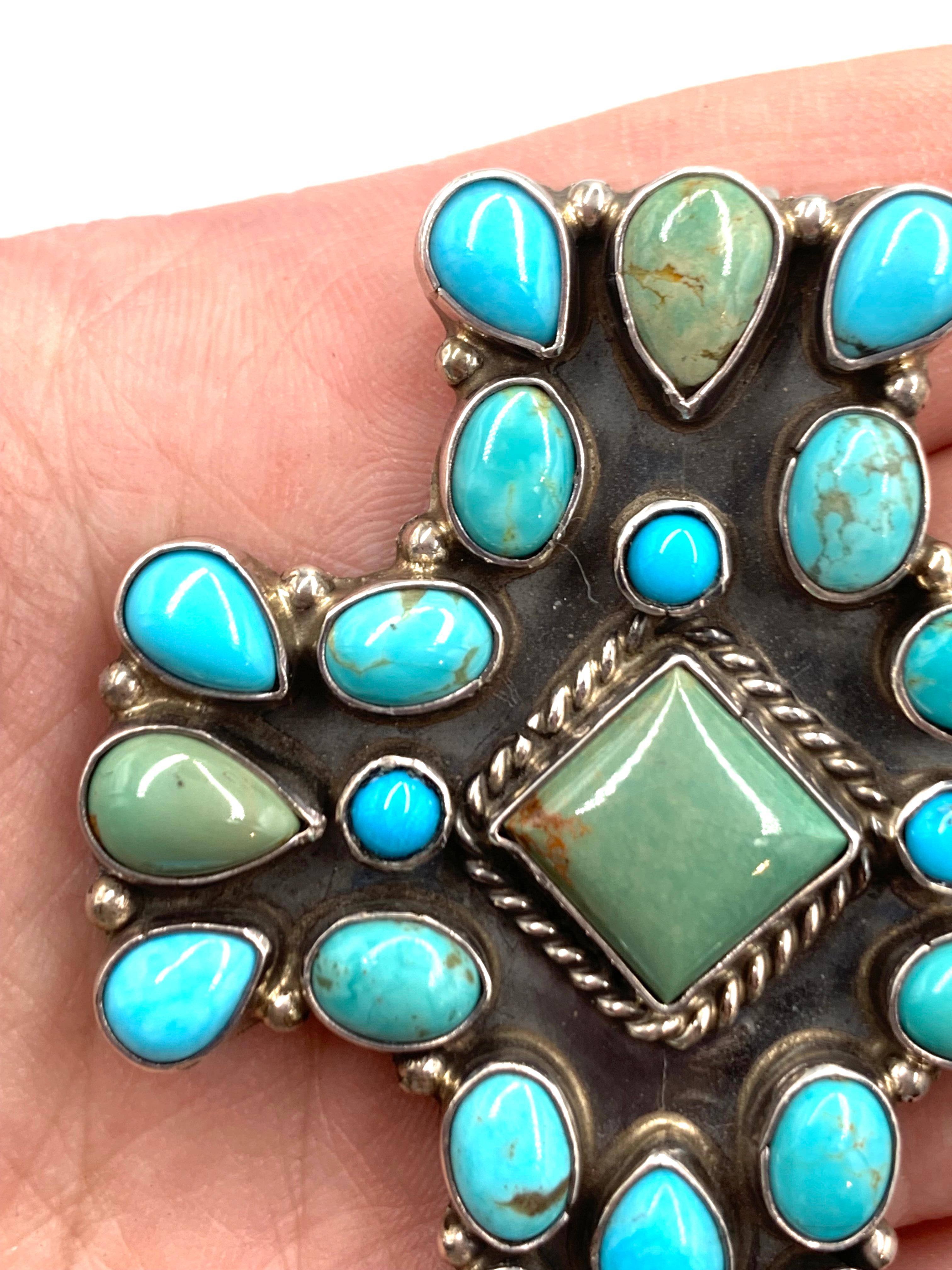 Ciondolo a croce in argento e turchese di Rocki Gorman in vendita 9