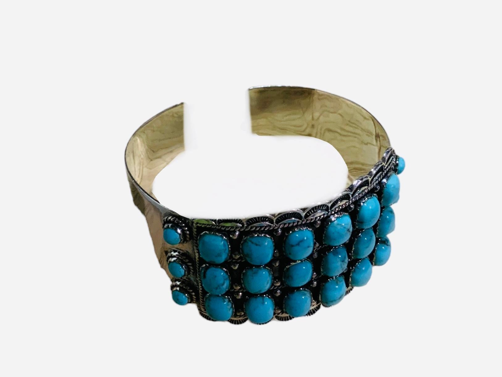  Sterling Silver and Turquoise Cuff Bracelet For Sale 4