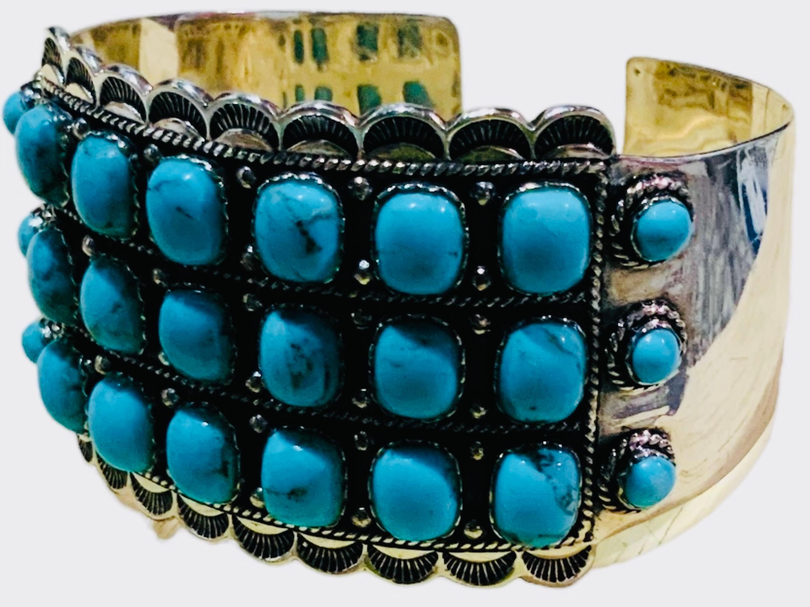  Sterling Silver and Turquoise Cuff Bracelet For Sale 6