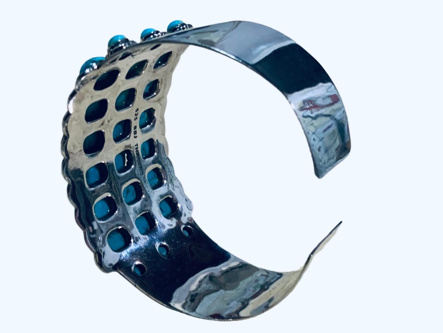  Sterling Silver and Turquoise Cuff Bracelet For Sale 1