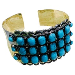  Bracelet manchette en argent sterling et turquoise