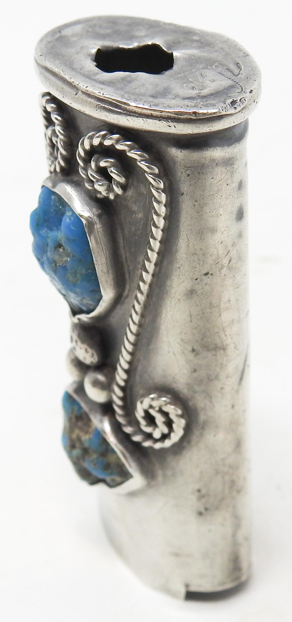 Navajo Sterling Silver and Turquoise Lighter Case For Sale