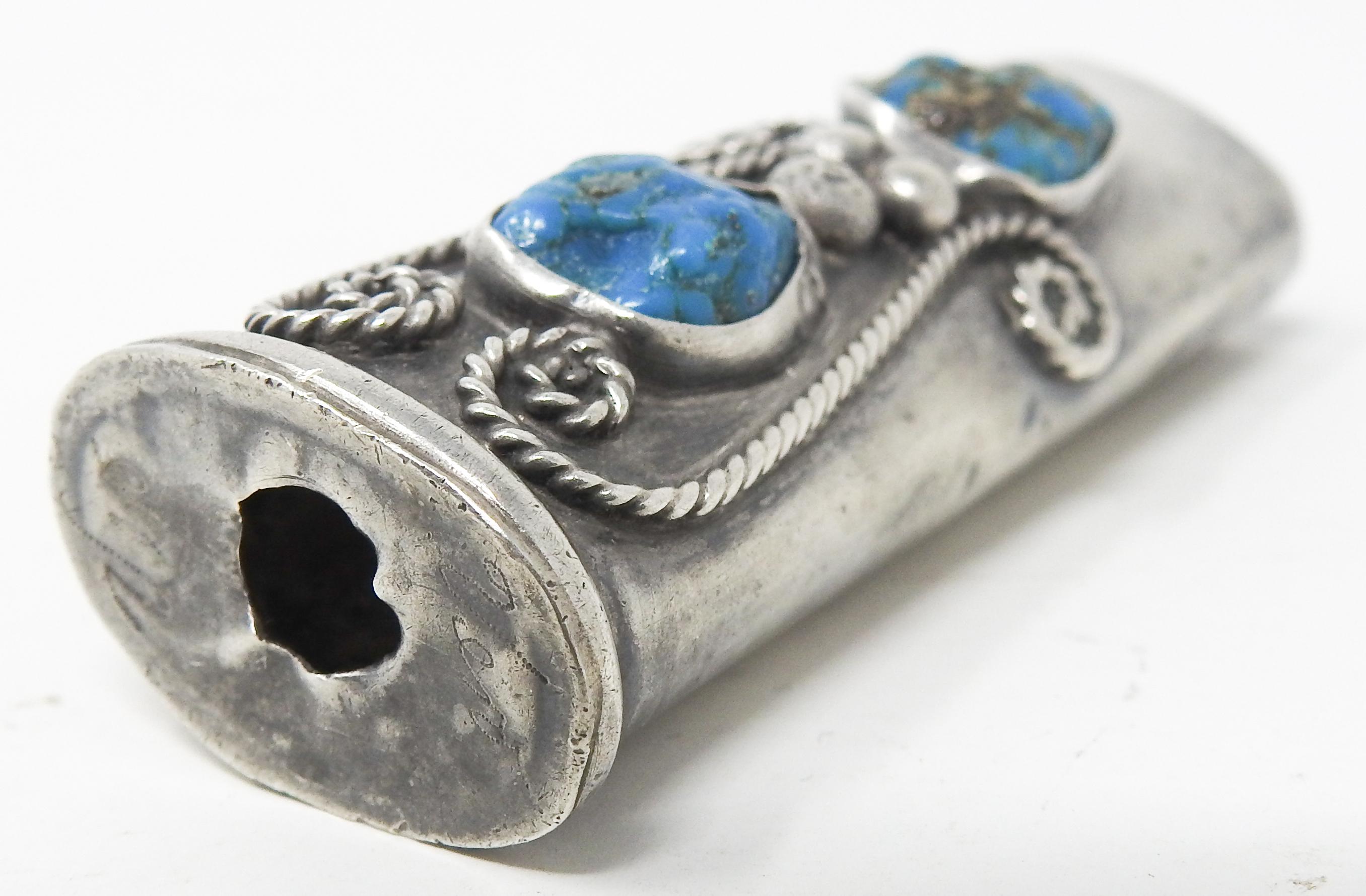 American Sterling Silver and Turquoise Lighter Case For Sale