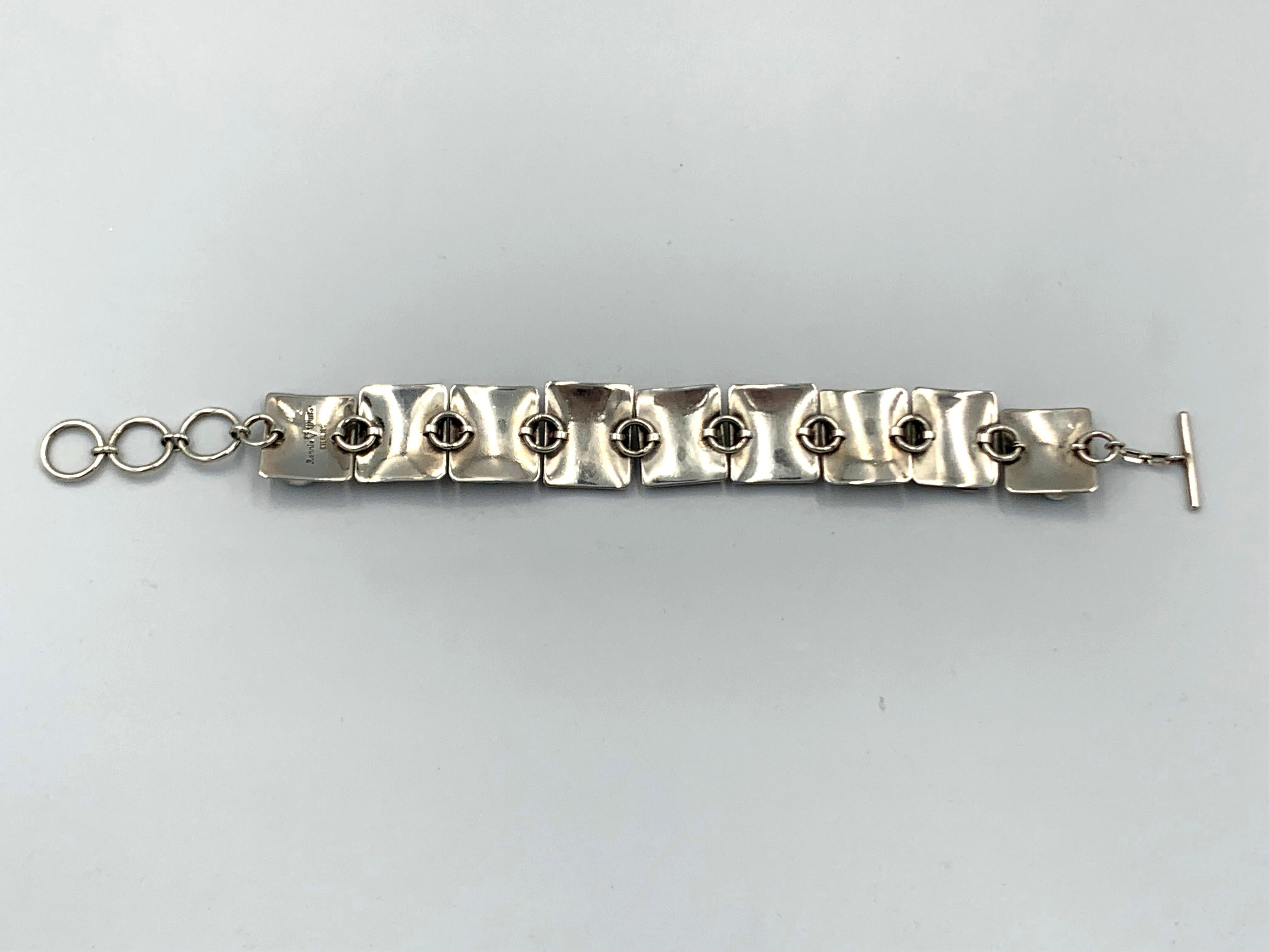Bracelet à maillons en argent sterling et turquoise de l'orfèvre Navajo Ronnie Willie en vente 5