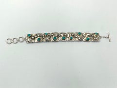 Sterling Silver and Turquoise Link Bracelet by Navajo Silversmith Ronnie Willie