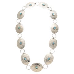 Sterling Silber und Türkis Link Concho Gürtel