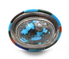 Ring aus Sterlingsilber und Türkis mit Edelsteinintarsien