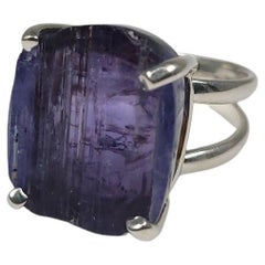 Sterling Silver and Unheated Rough Tanzanite Ring