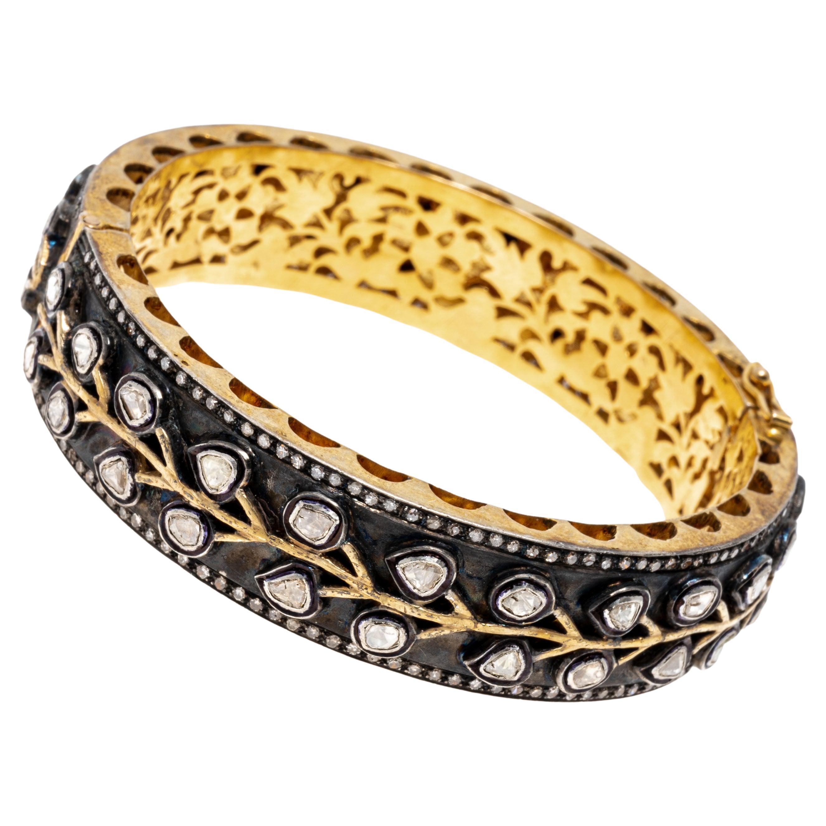 Wide Bone Silver Plate Hinged Bangle Bracelet For Sale at 1stDibs