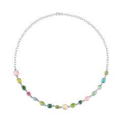 Sterling Silver and Watermelon Tourmaline Necklace