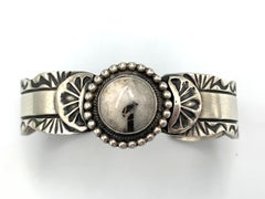 Sterling Silver and White Buffalo Cuff by Boyd Ashley (Navajo)