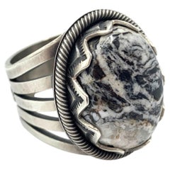 Sterling Silver and White Buffalo Ring by Elgin Tom (Size 8 ¾)