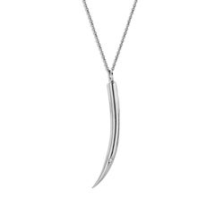 Sterling Silver and White Diamond Large Tusk Pendant