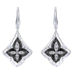 Sterling Silver and White Sapphire Earrings with Black Rhodium