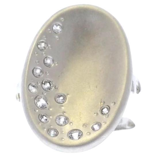 Sterling Silver and White Sapphires Concave Ring For Sale