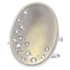 Sterling Silver and White Sapphires Concave Ring