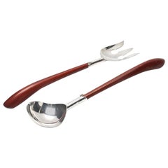 Sterling Silver and Wood Salad Servers