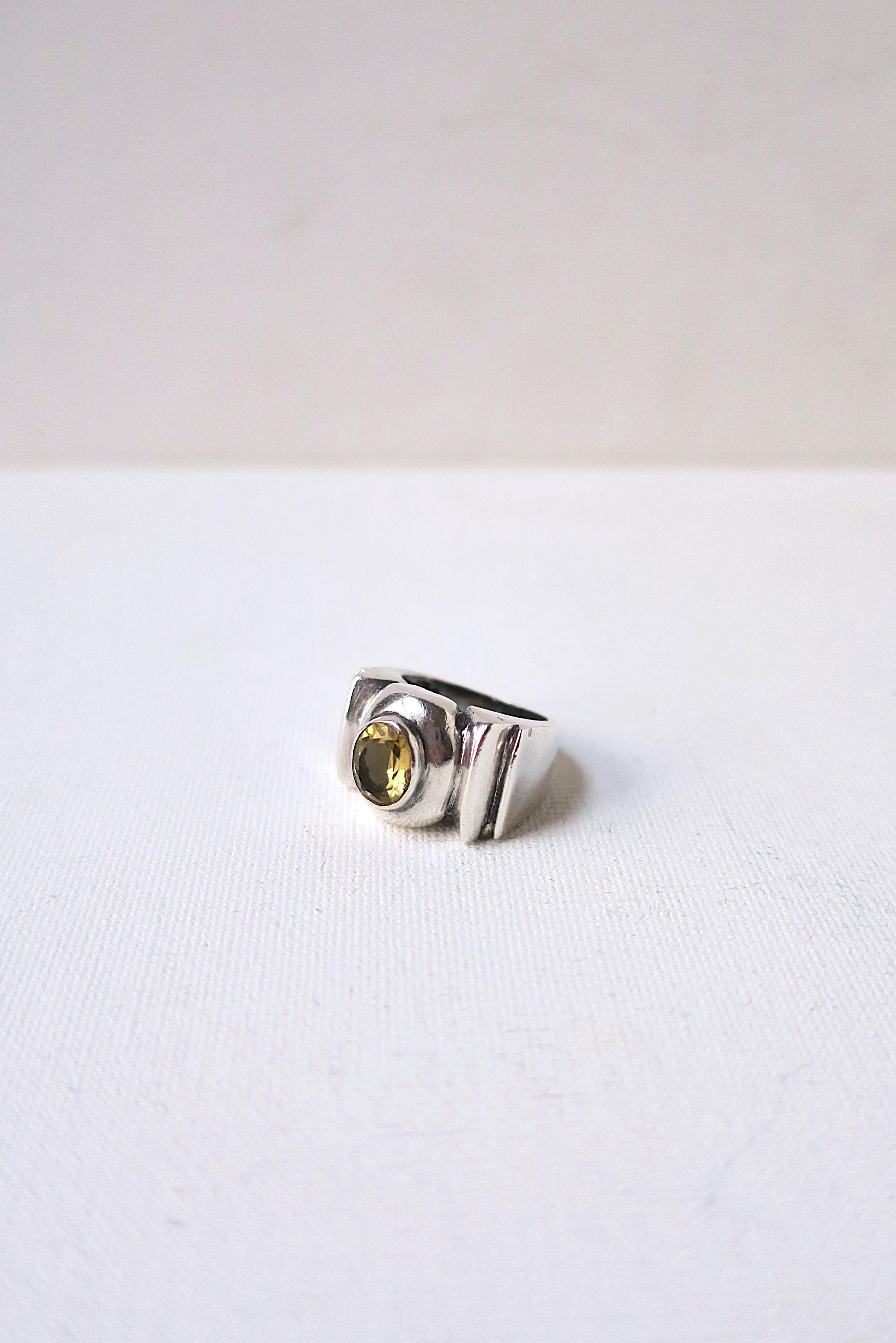 Ring aus Sterlingsilber und gelbem Citrin und Citrin im Zustand „Gut“ im Angebot in New York, NY