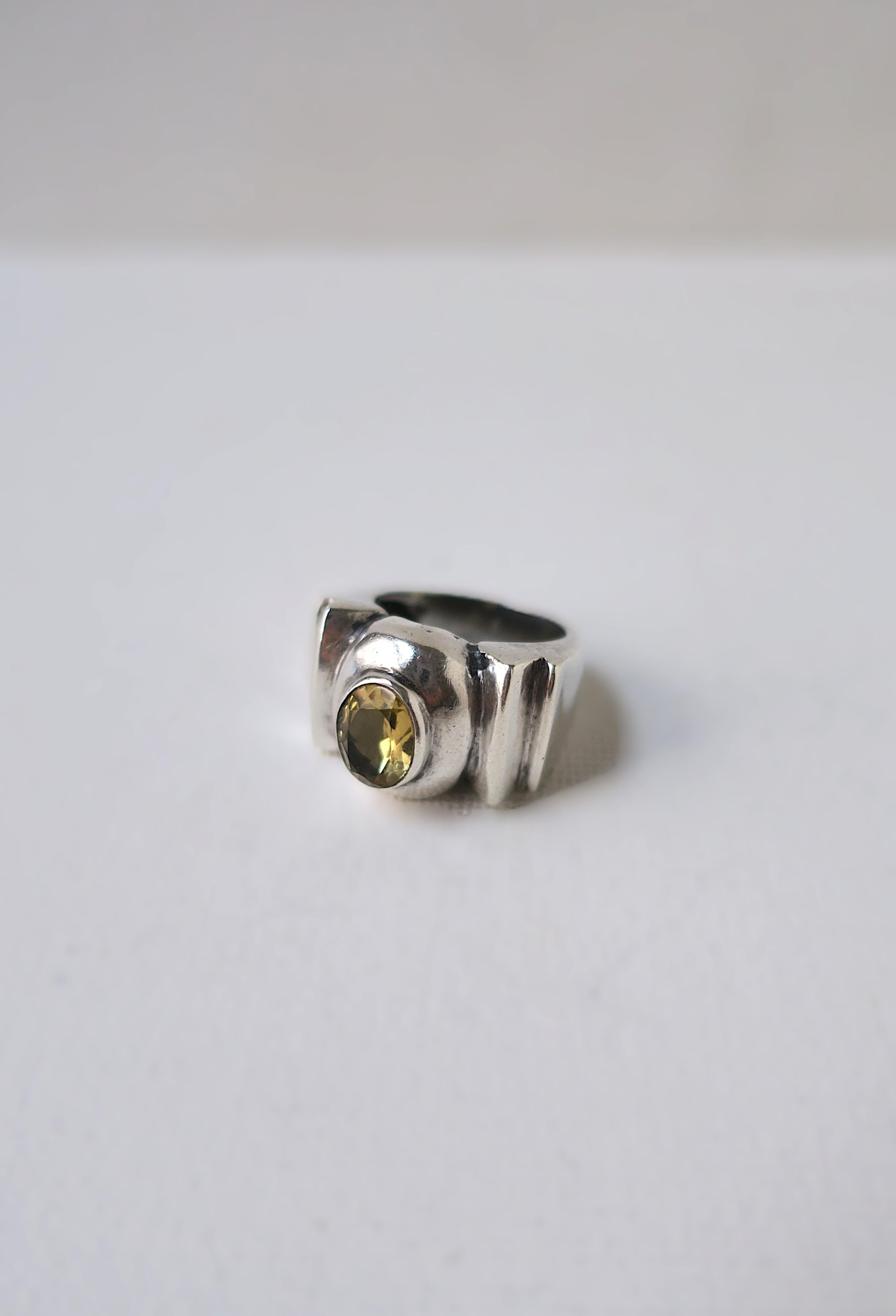 Ring aus Sterlingsilber und gelbem Citrin und Citrin für Damen oder Herren im Angebot
