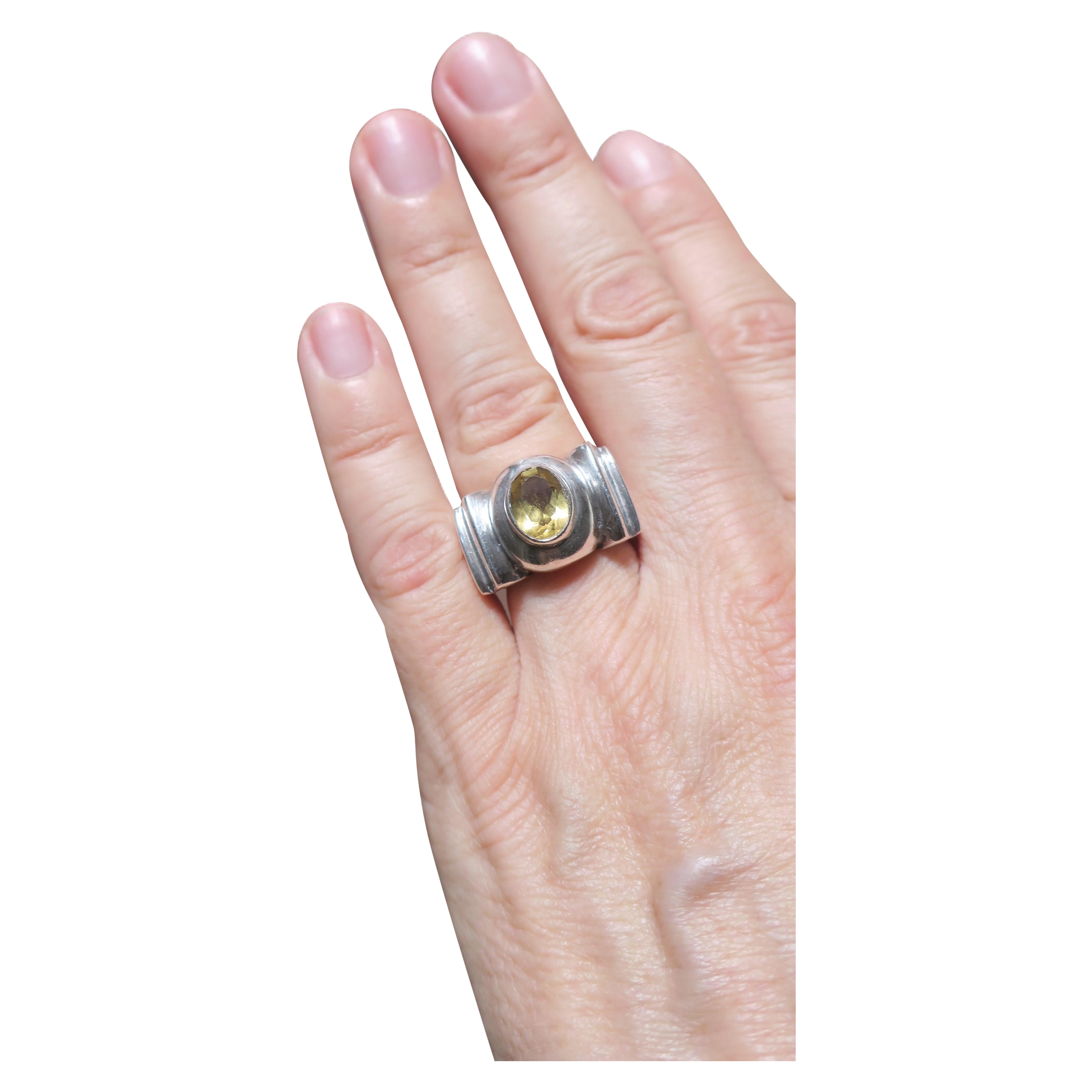 Ring aus Sterlingsilber und gelbem Citrin und Citrin