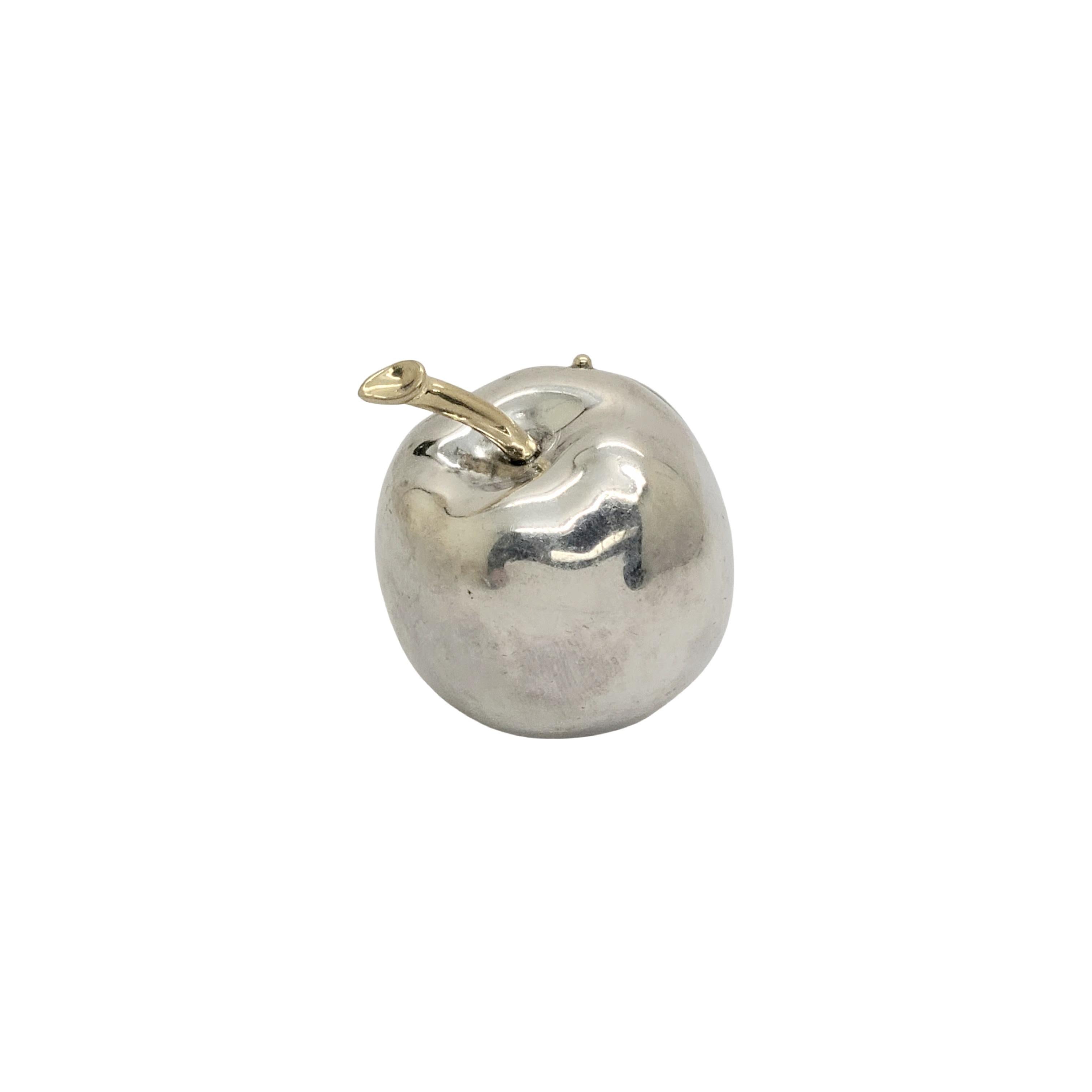 Women's or Men's Sterling Silver and Yellow Gold Plated Apple Box