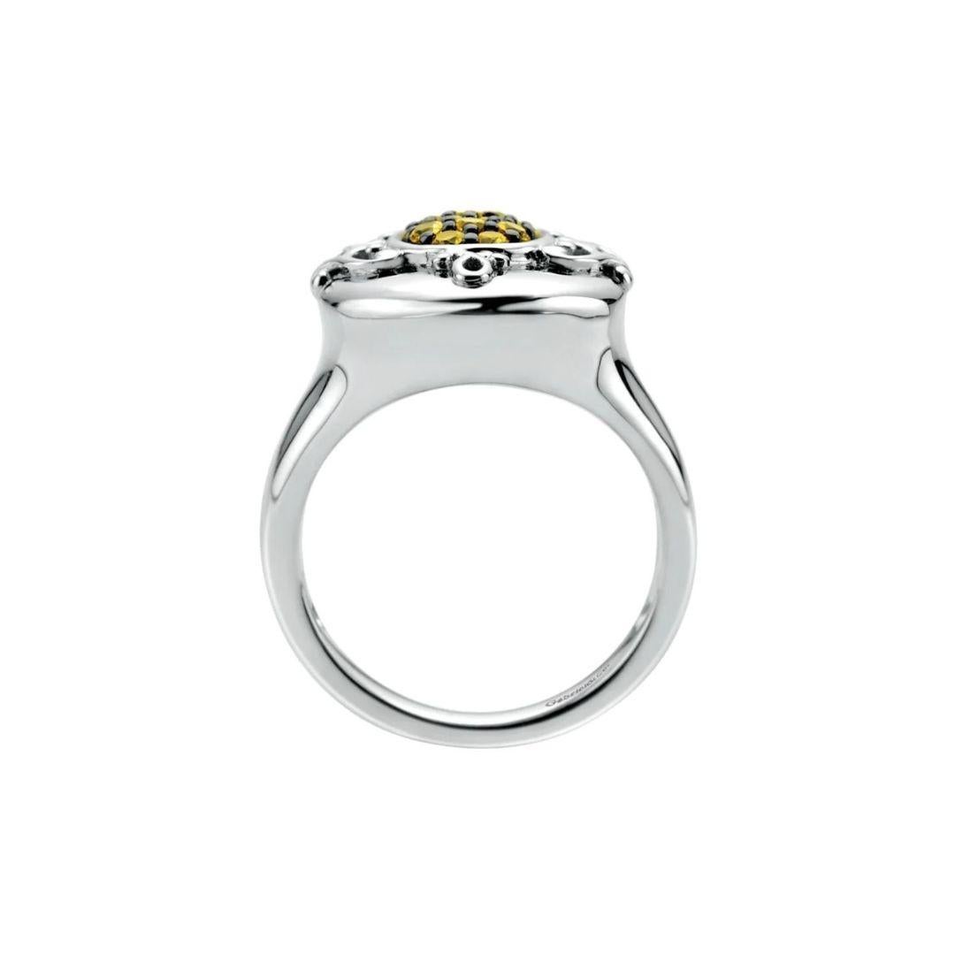   Sterling Silver and Yellow Sapphire Fashion Ring In New Condition For Sale In Stamford, CT