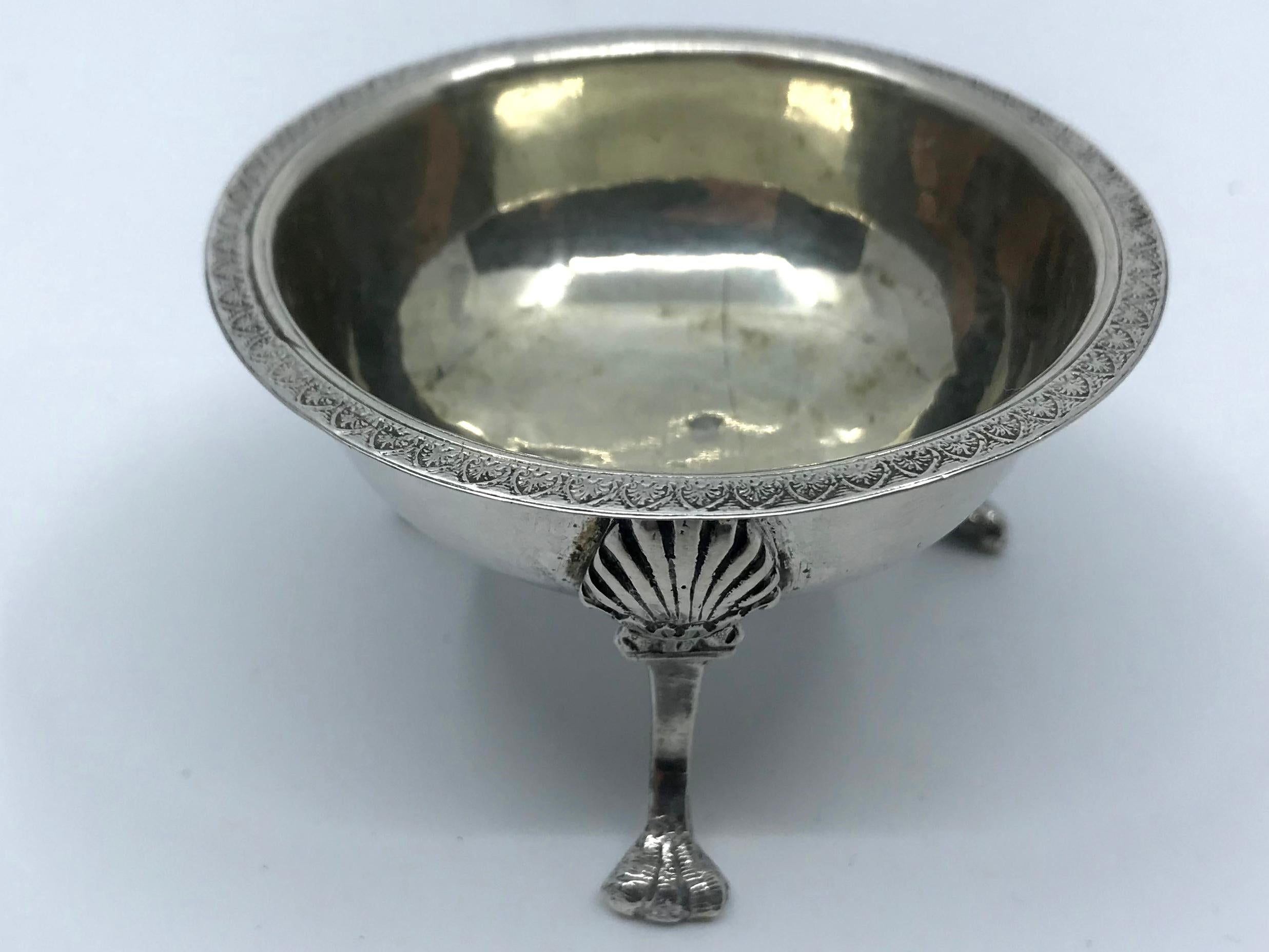 Neoclassical Sterling Silver Anthemion Salt For Sale