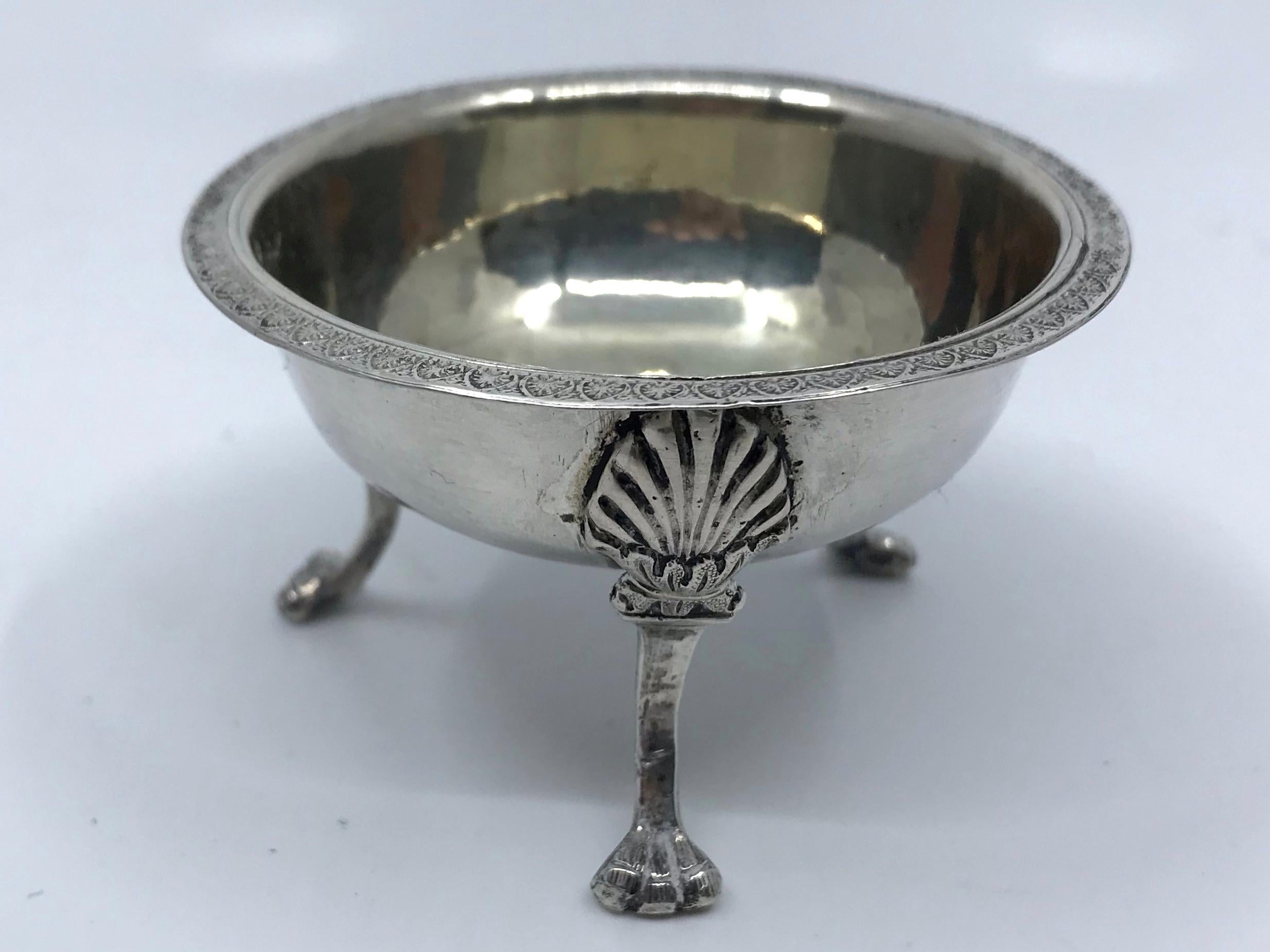 18th Century Sterling Silver Anthemion Salt For Sale