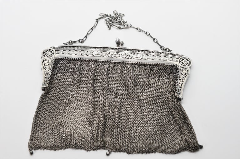 Sterling Silver Antique Chain Mail Mesh Evening Bag Purse at 1stDibs   antique chain mail purse, chain mail purse antique, antique chainmail purse