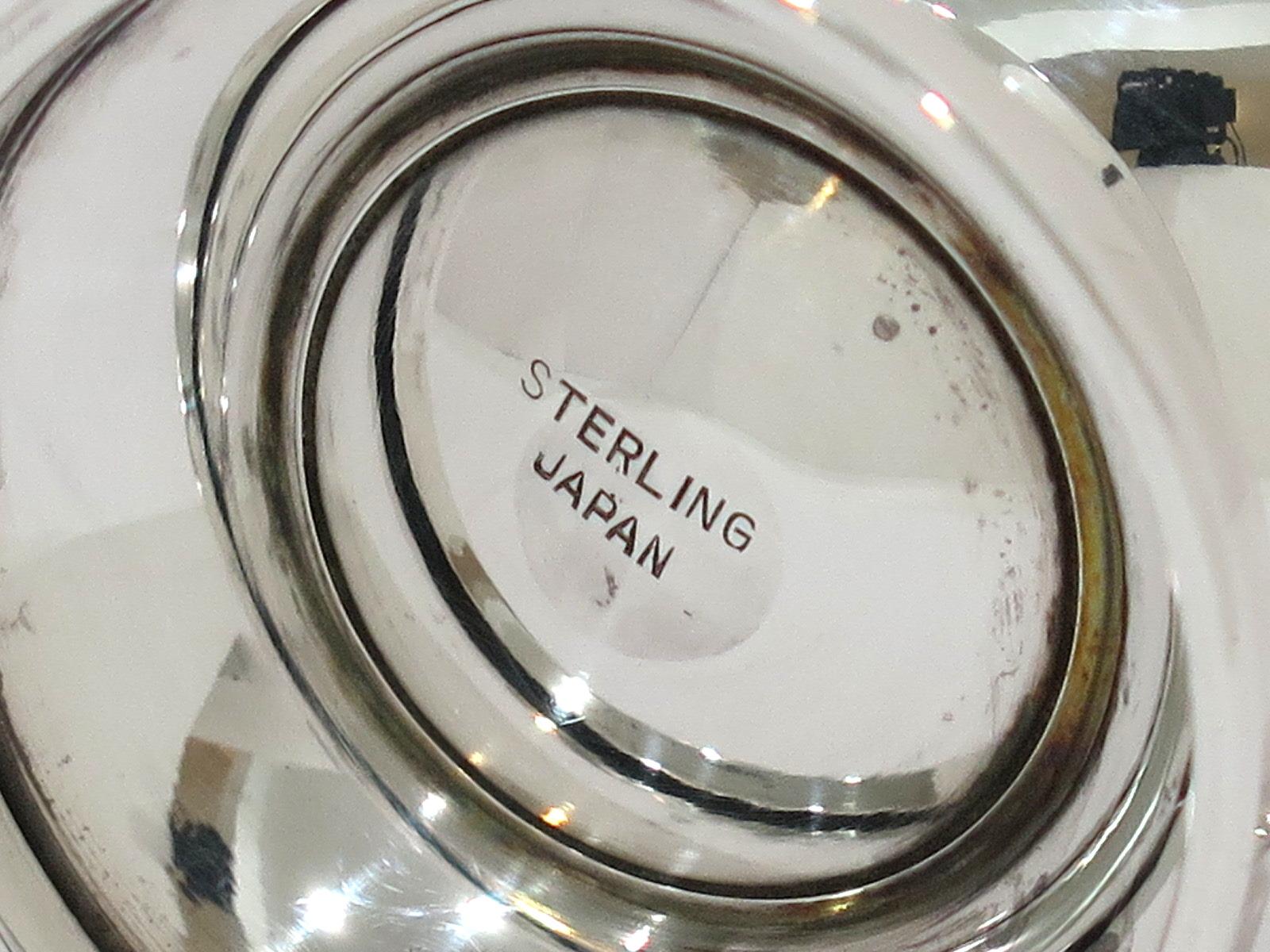 Sterling Silver Antique Japanese Mini Sugar Bowl, Creamer & Sugar Tongs Set 3