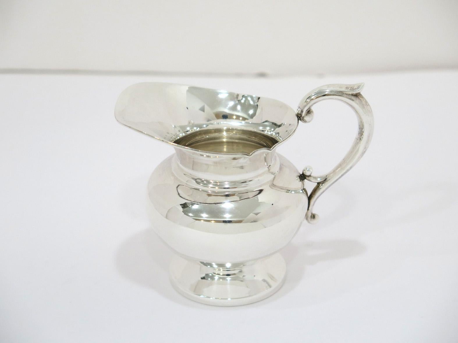 Sterling Silver Antique Japanese Mini Sugar Bowl, Creamer & Sugar Tongs Set In Good Condition In Brooklyn, NY