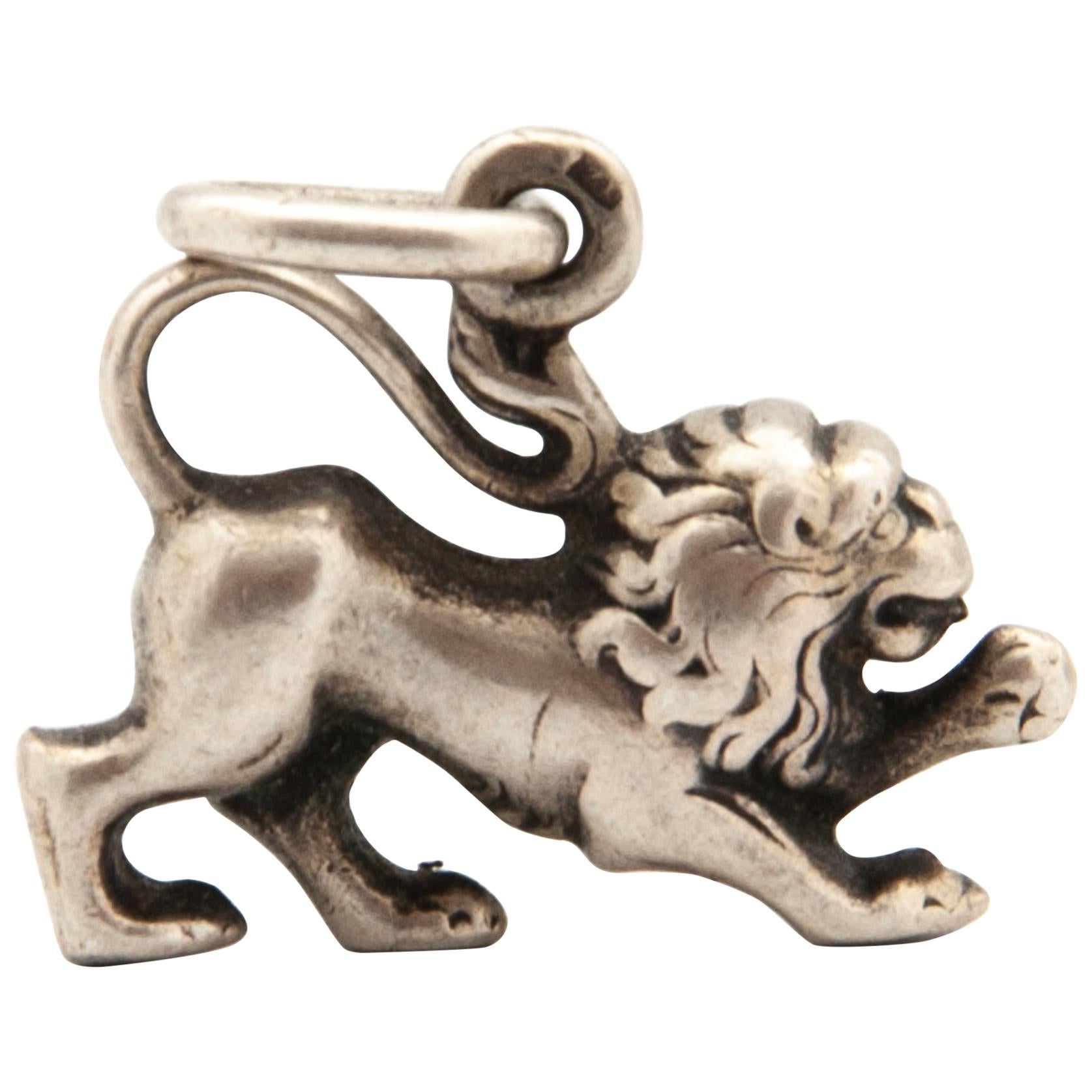 Sterling Silver Antique Lion Charm Pendant