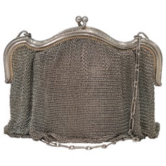 Sterling Silber Antik LS & Co. Kette Haupt Mesh Handtasche Abendtasche