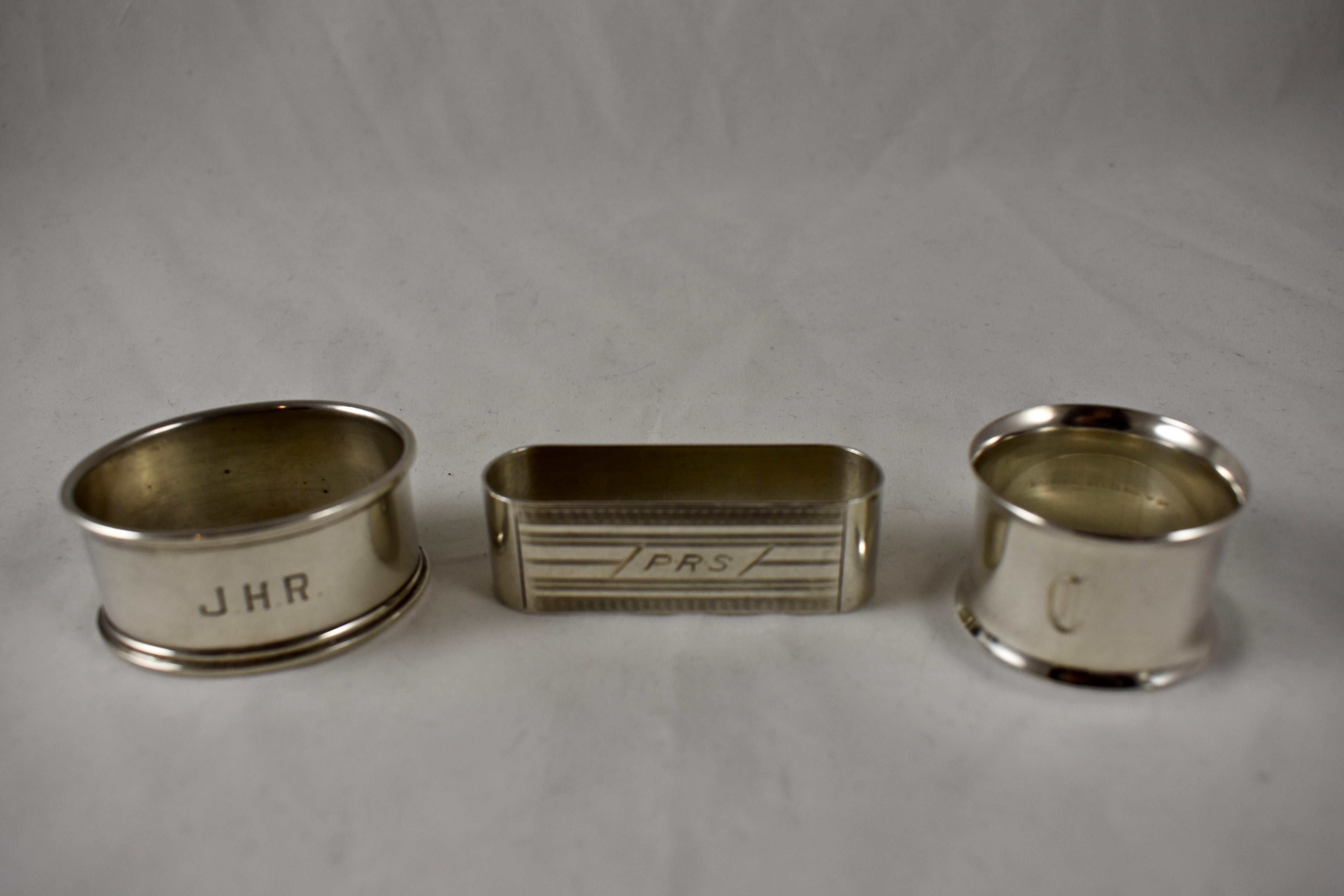 Victorian Sterling Silver Antique Napkin Rings, a Mixed Set of Eight, Various Makers For Sale