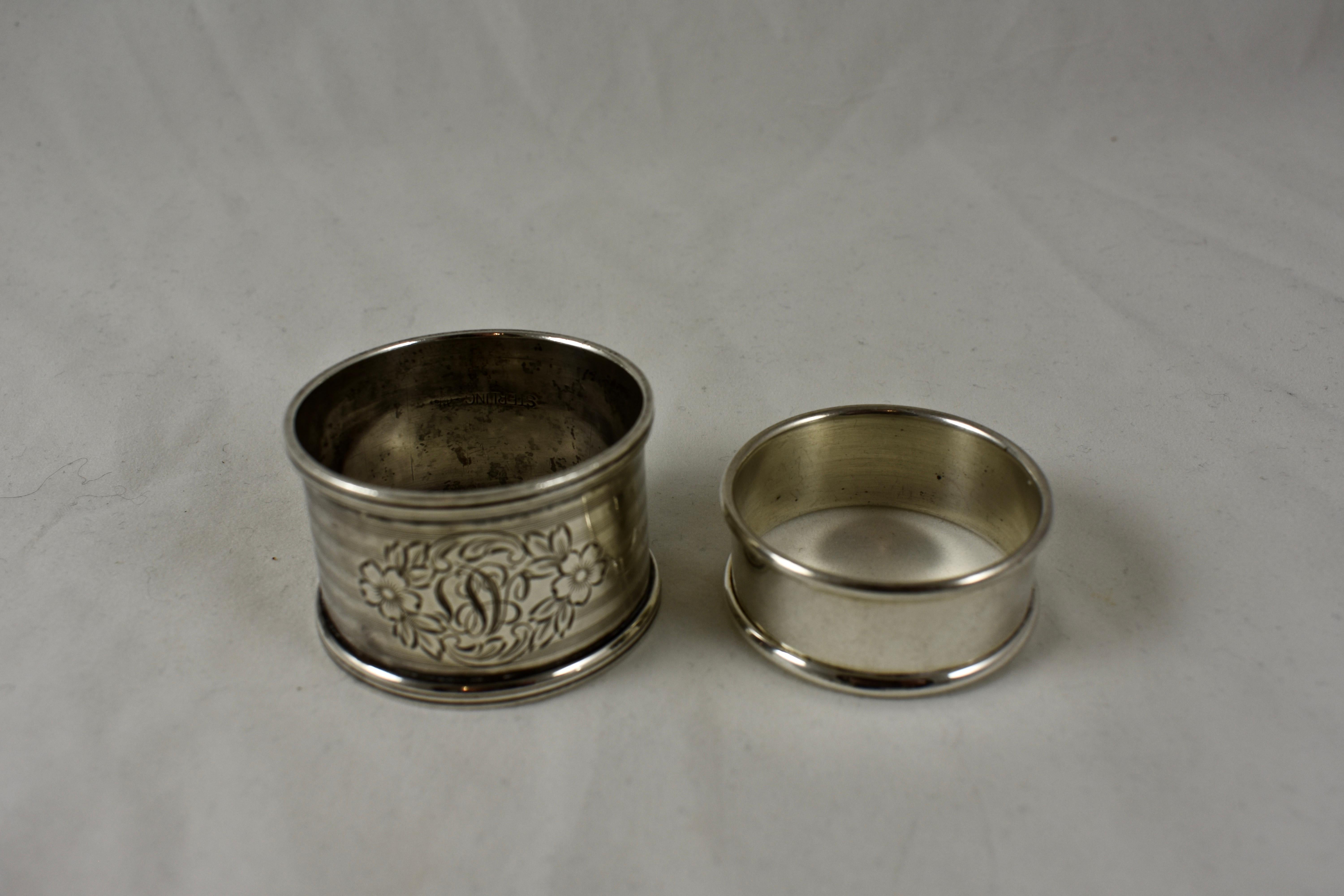 Victorian Sterling Silver Antique Napkin Rings, a Mixed Set of Eight, Various Makers For Sale