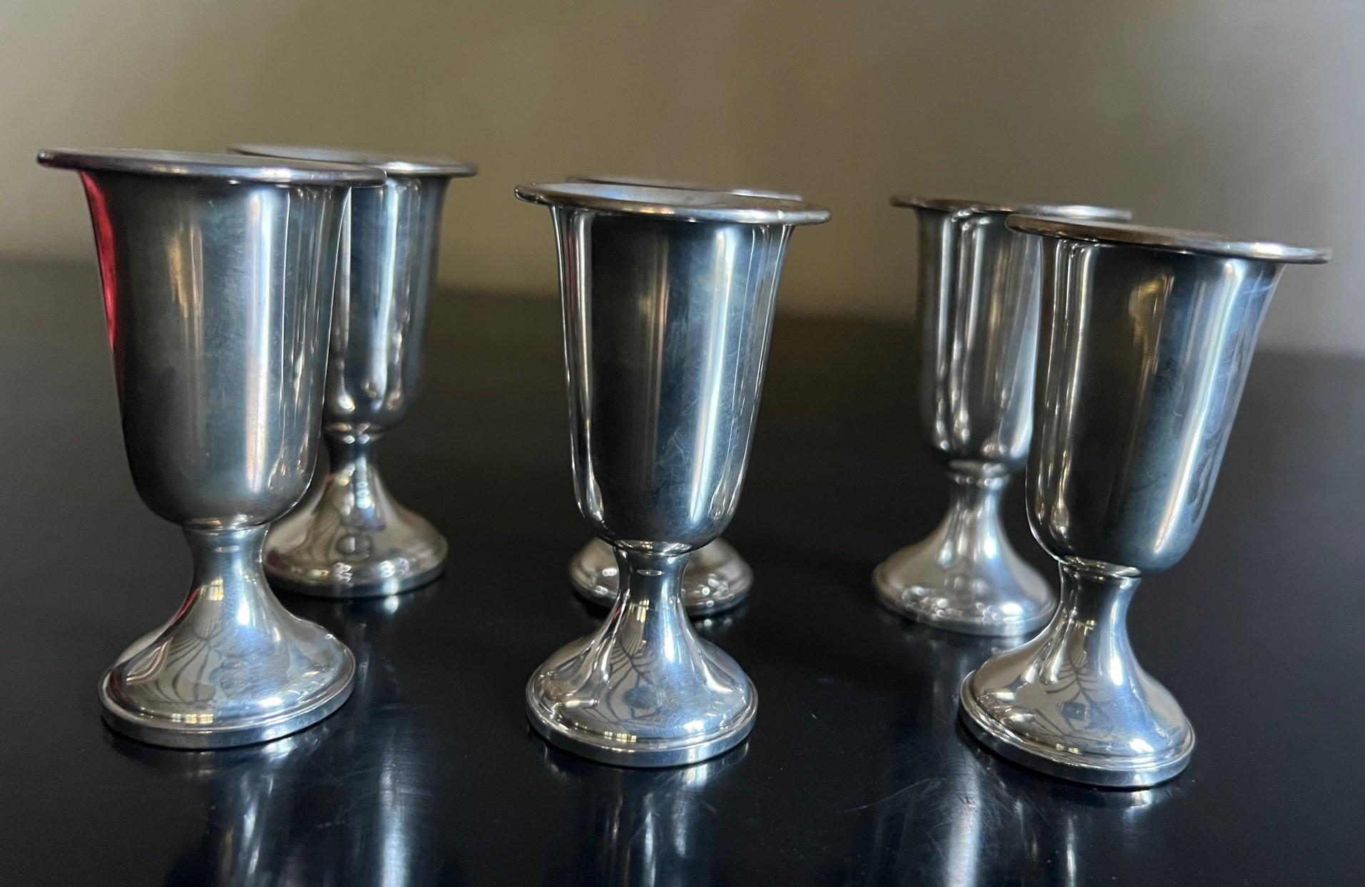 Hollywood Regency Sterling Silver Aperitif Glasses by Towle