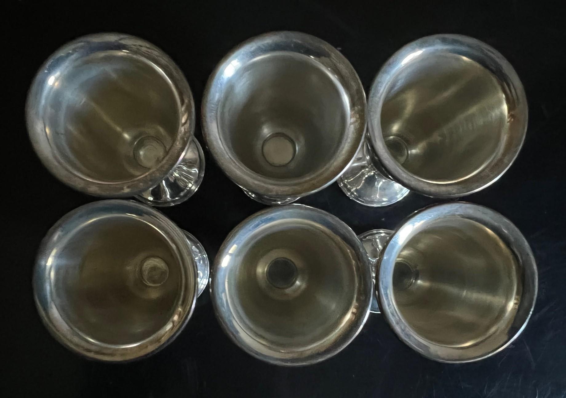 Sterling Silver Aperitif Glasses by Towle In Excellent Condition In Ross, CA