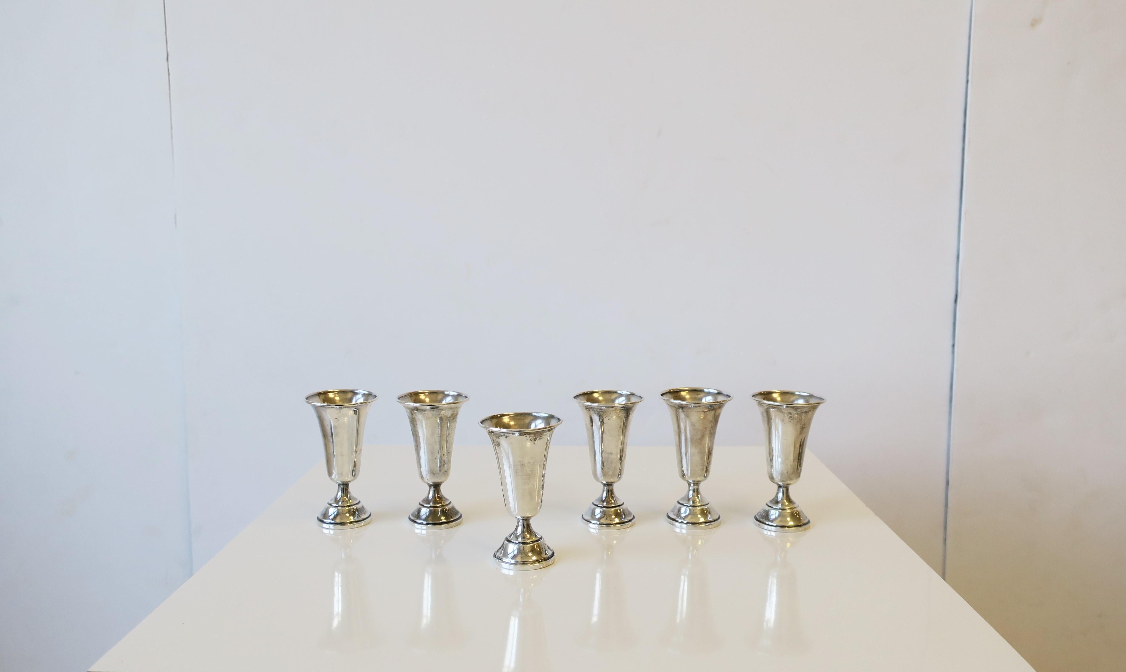 American Sterling Silver Aperitif Liquor Cups or Vodka Shot Glasses, Set of 6