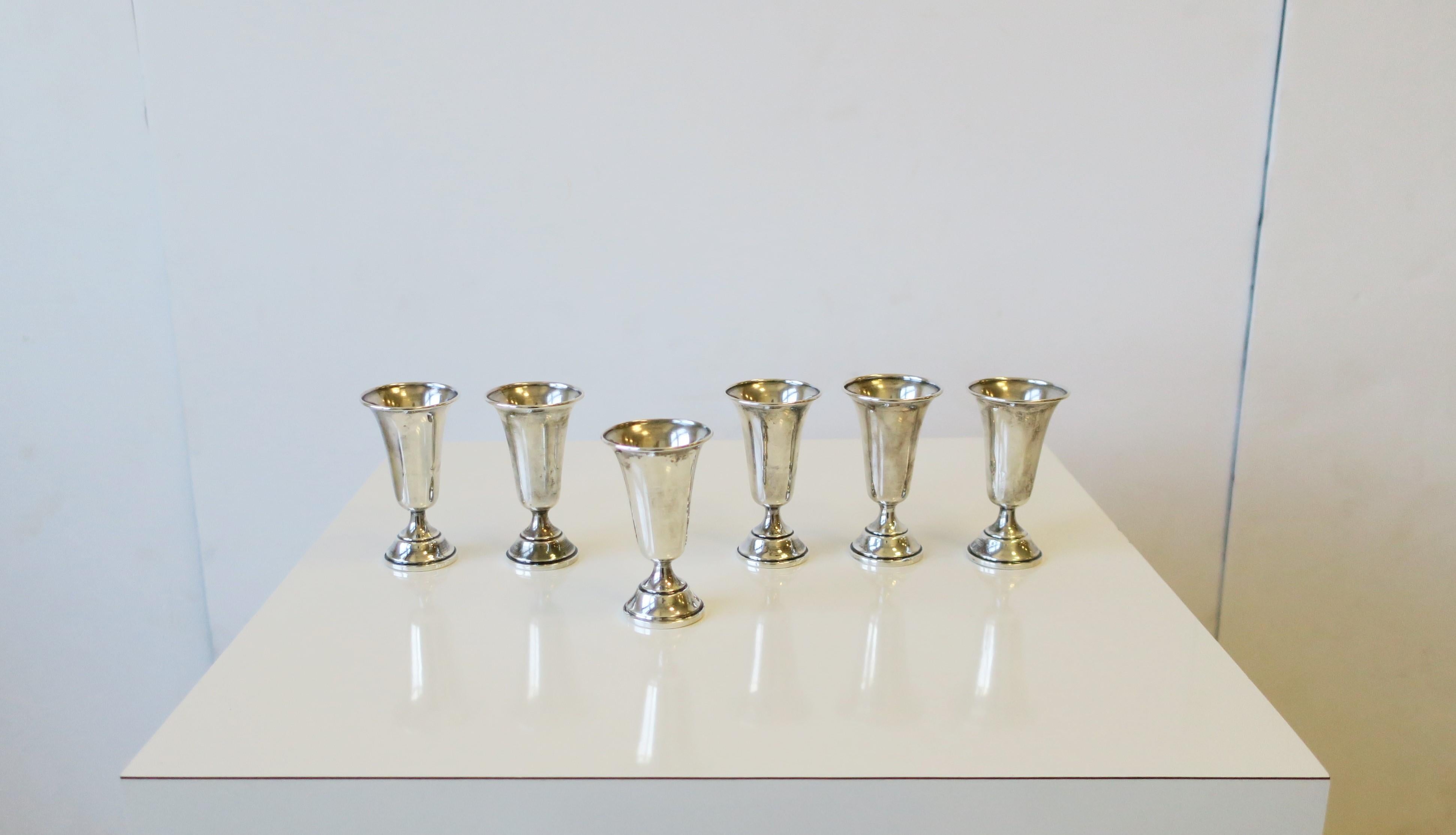 Sterling Silver Aperitif Liquor Cups or Vodka Shot Glasses, Set of 6 1