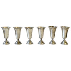 Sterling Silver Aperitif Liquor Cups or Vodka Shot Glasses, Set of 6