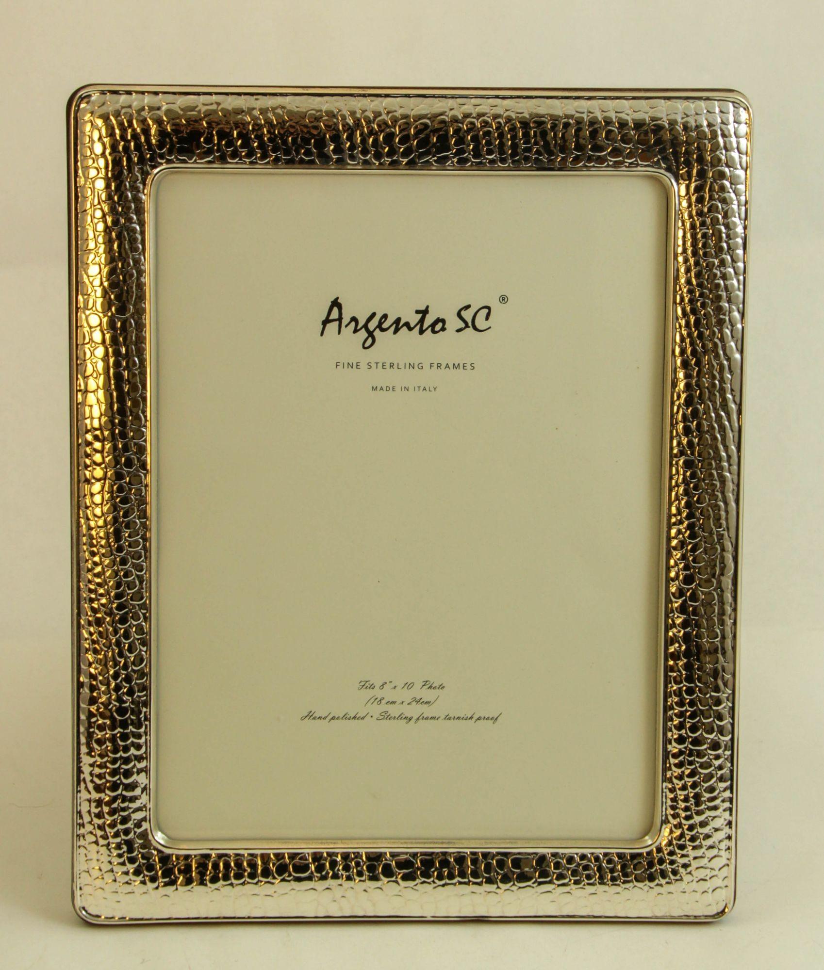 Marco de fotos de plata de ley Argento SC con textura italiana en venta 2