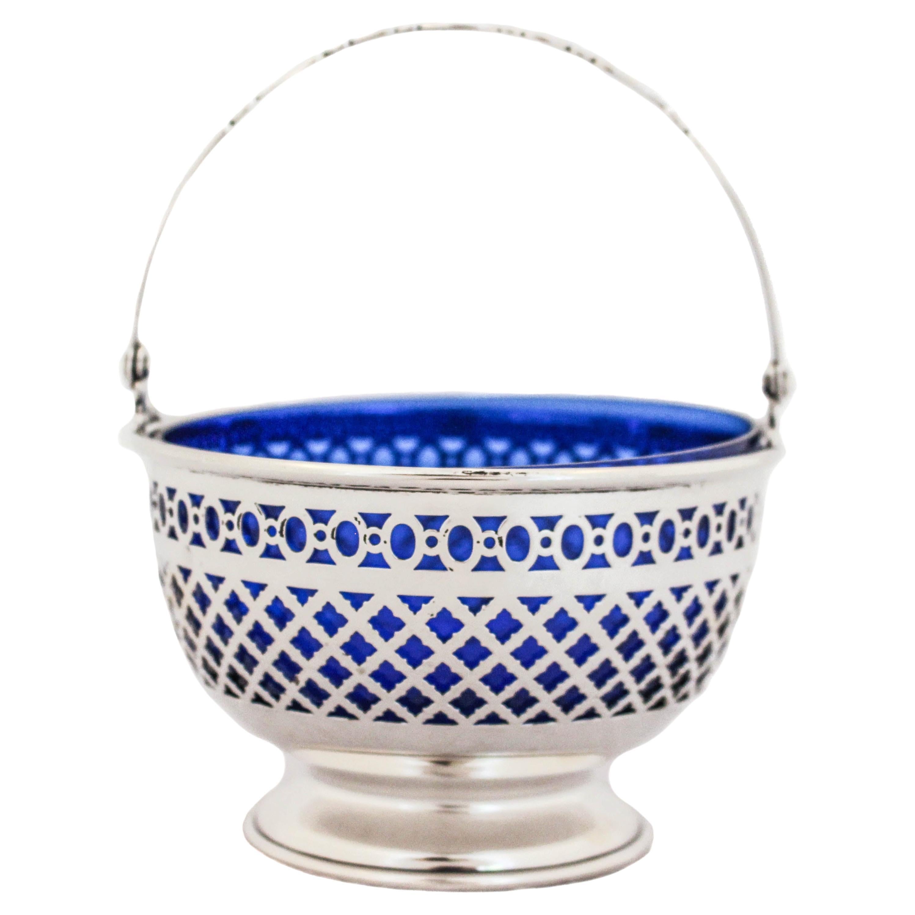 Sterling Silver Art Deco Basket For Sale