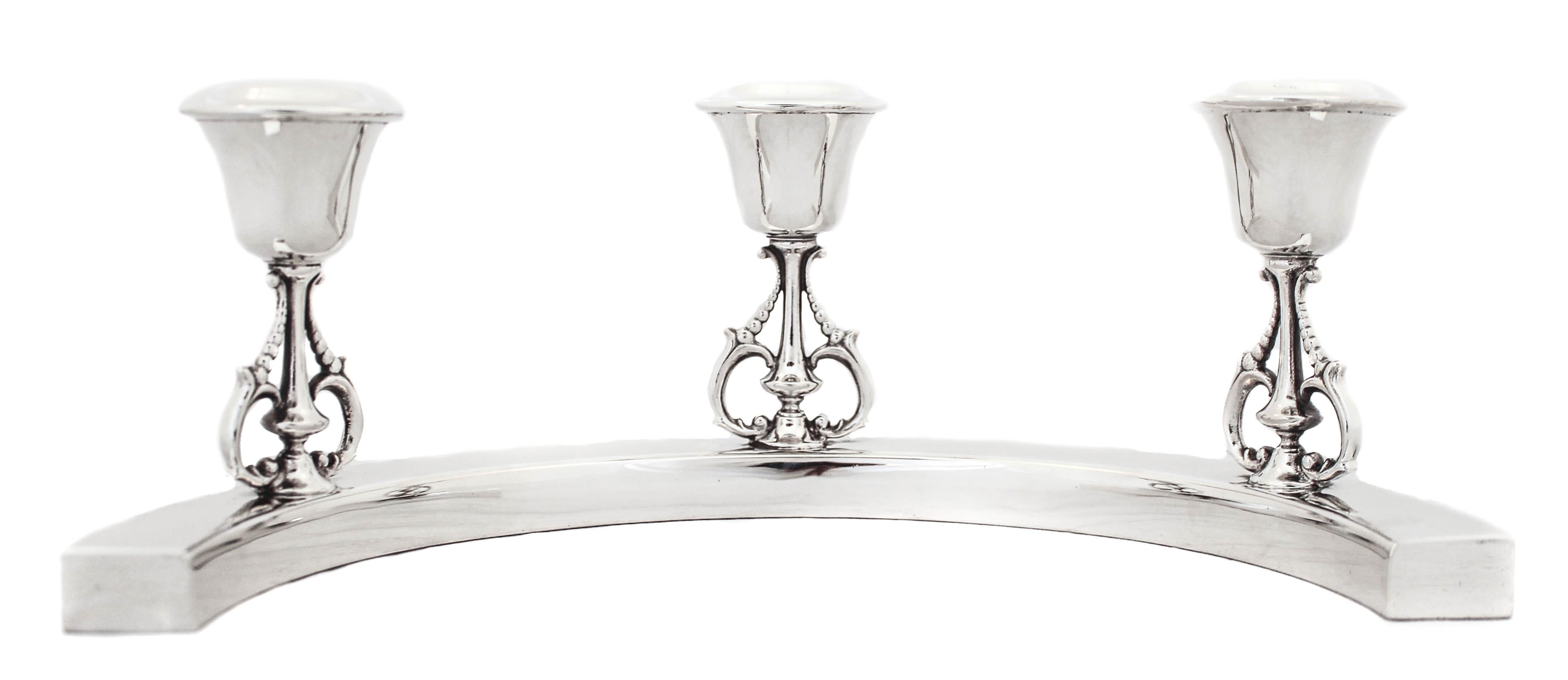 Sterling Silver Art Deco Candelabras In Excellent Condition For Sale In Brooklyn, NY