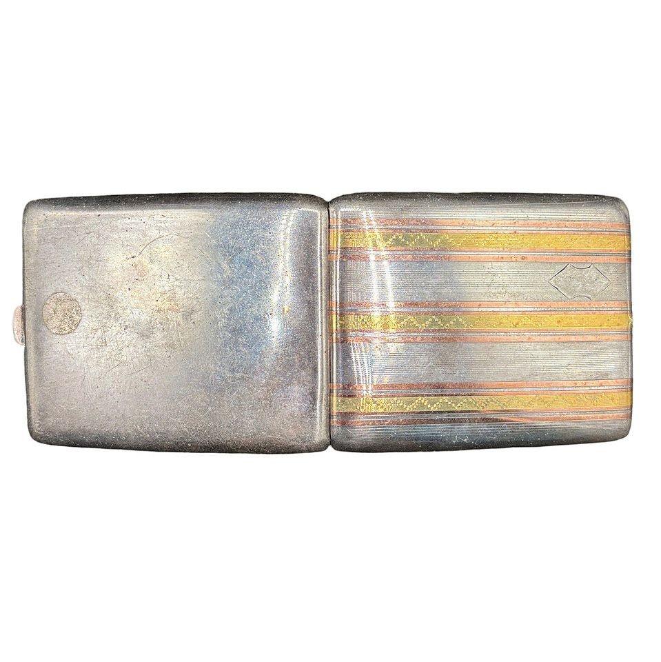 Américain Sterling Silver Art Deco Cigarette Case w/ 18k Gold Inlay by Marathon en vente